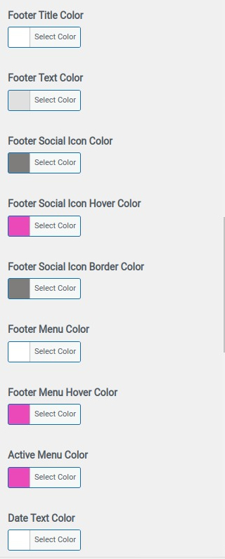 set Footer section