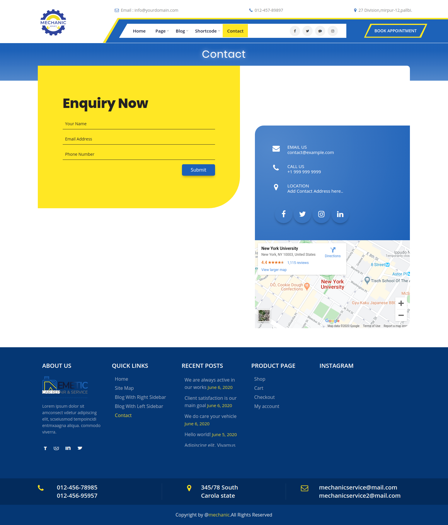 select Contact Page template