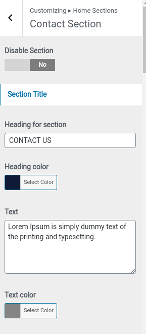 set contact Section