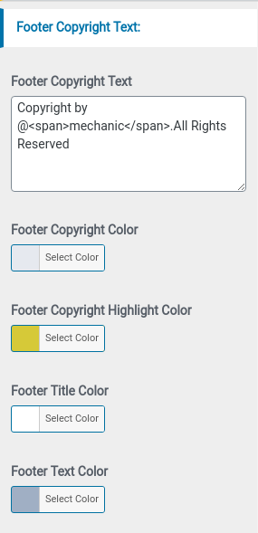 set footer Section