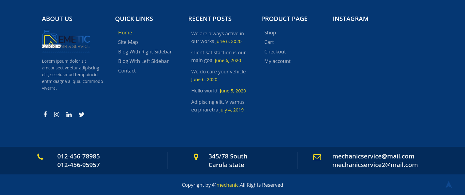 set footer section