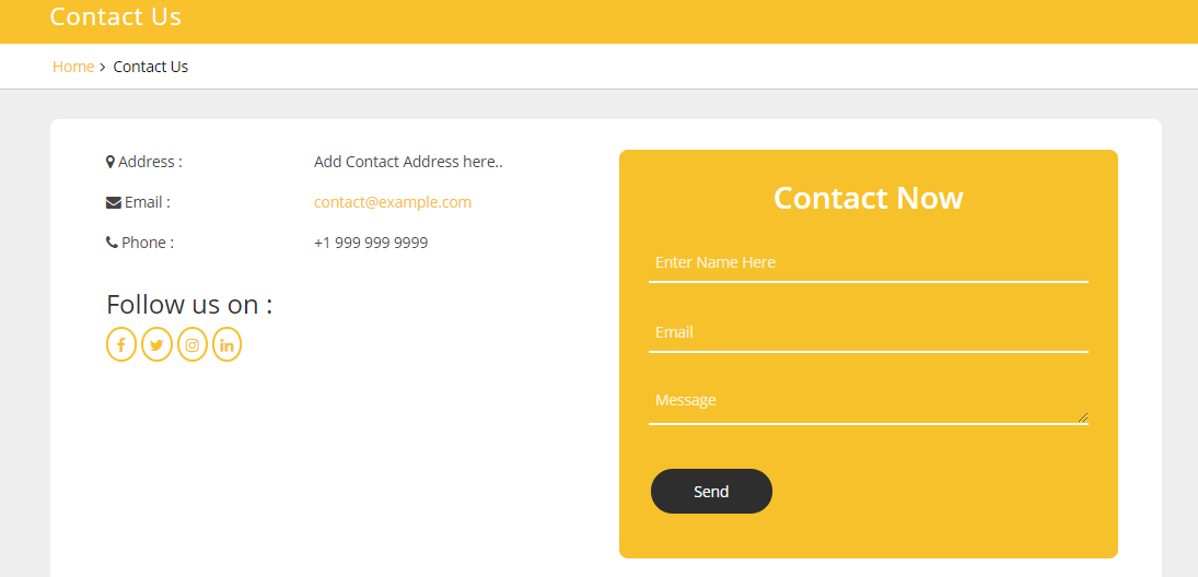 select Contact Page template