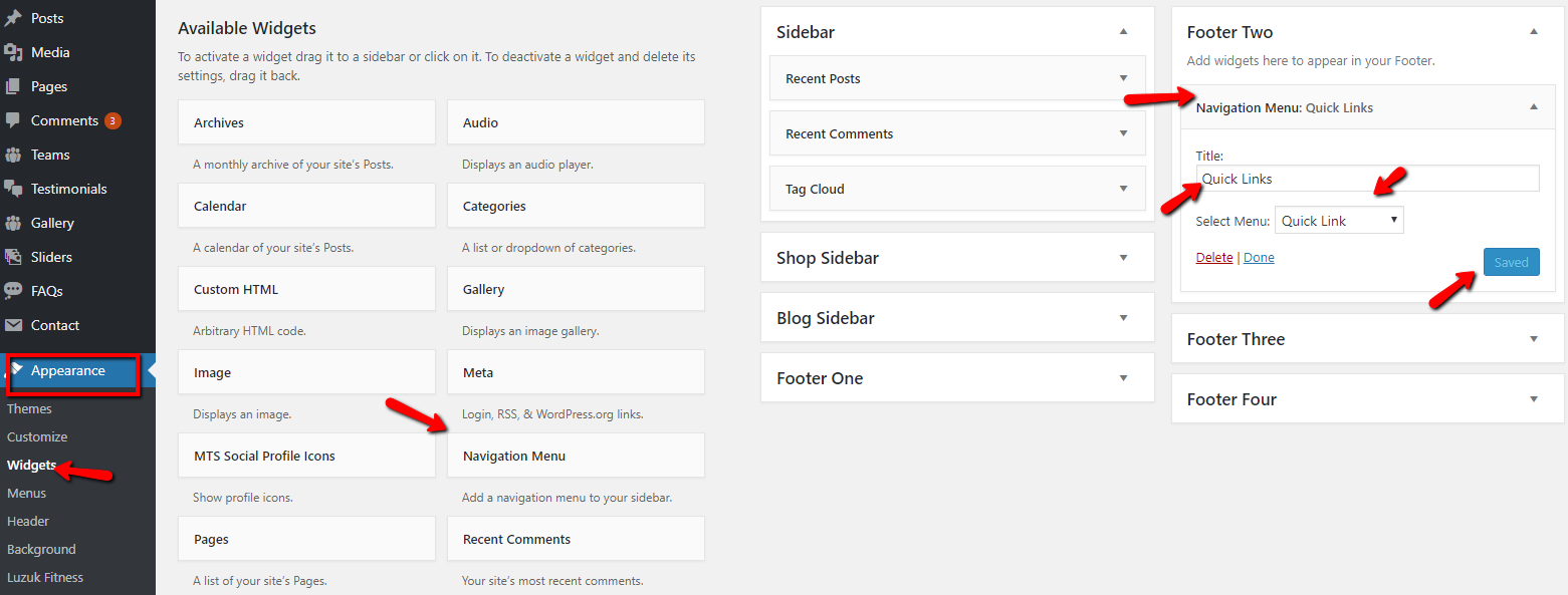 set Footer section