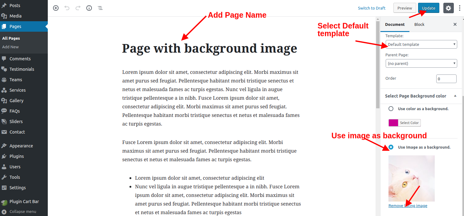 select Page With Right Sidebar template