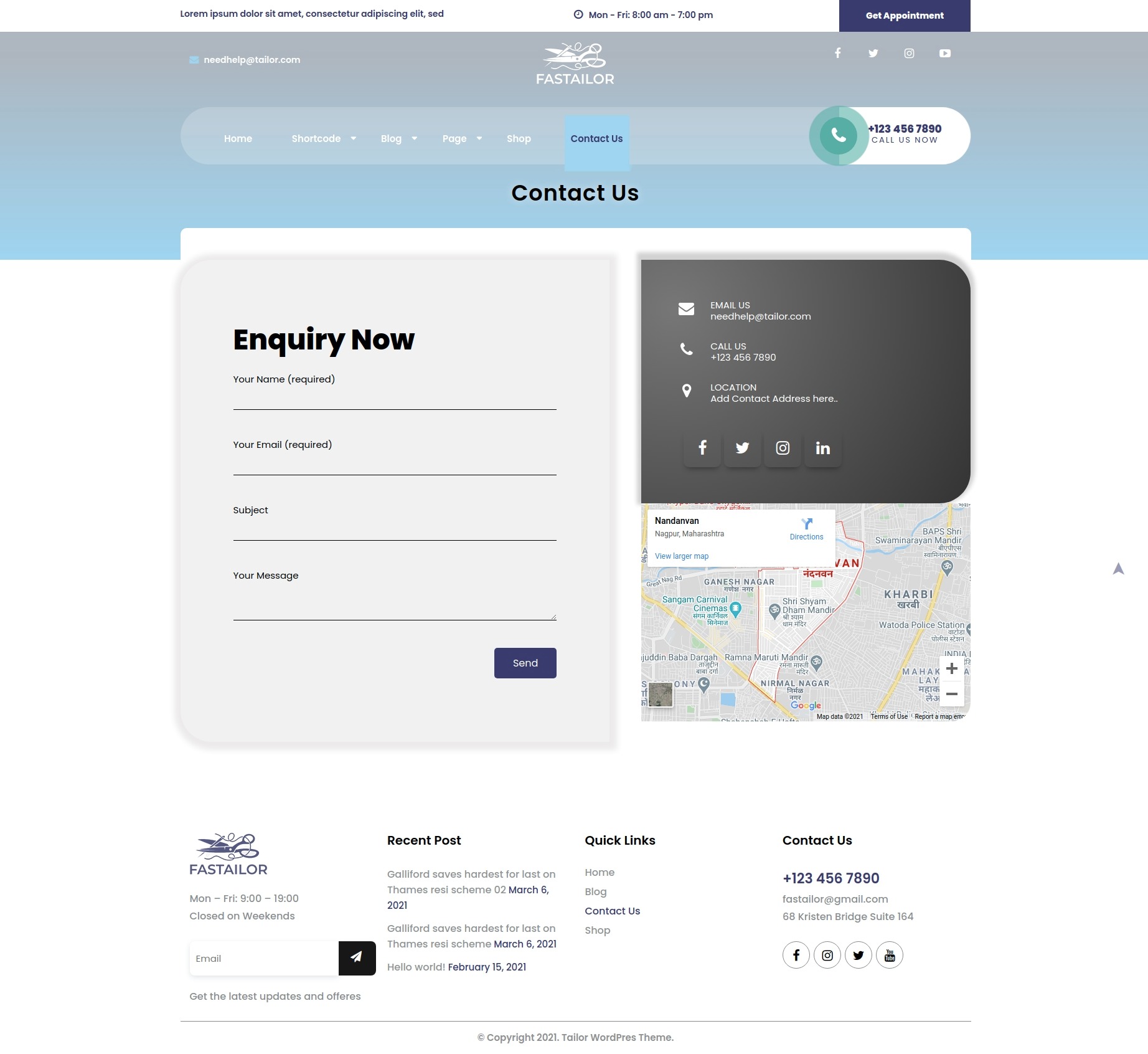 select Contact Page template