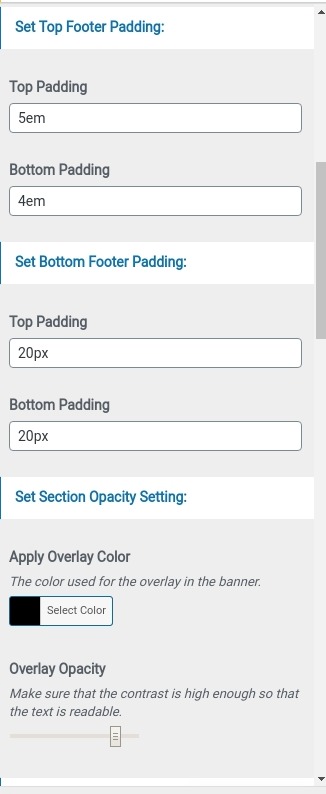 set footer Section