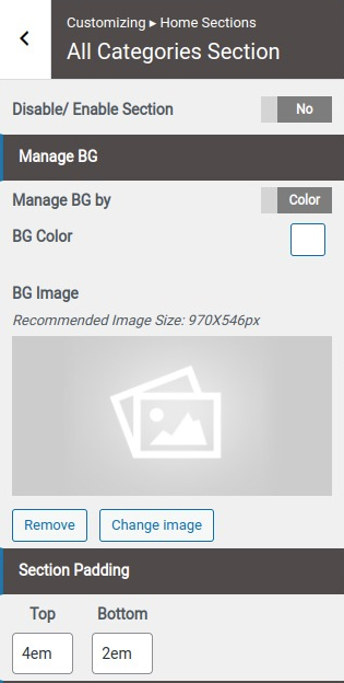 set Featured Page section