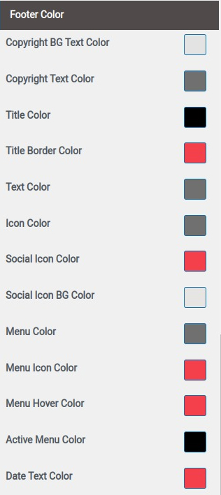 set Footer section