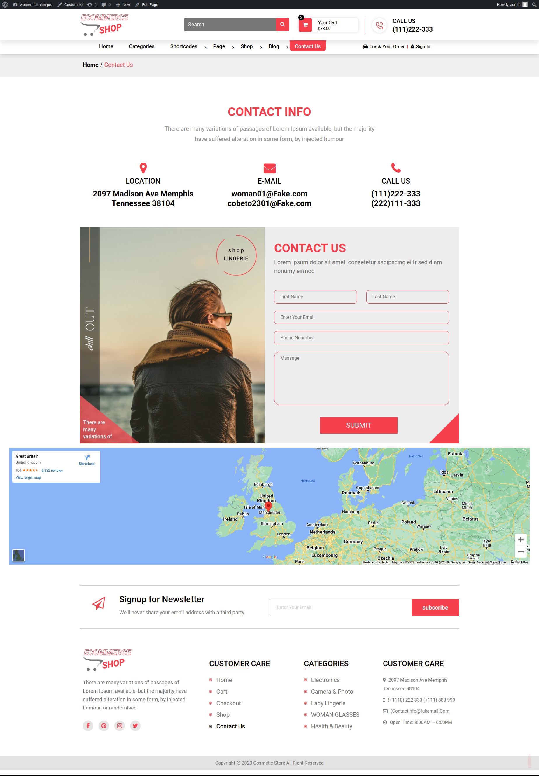 select Contact Page template