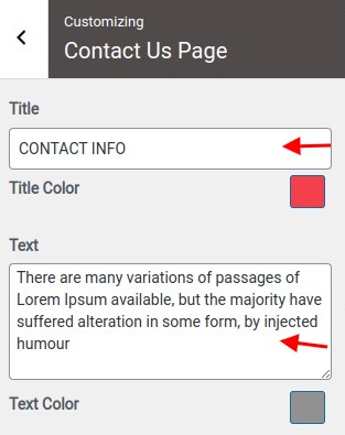 select Contact Page template