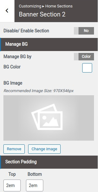 set Banner section
