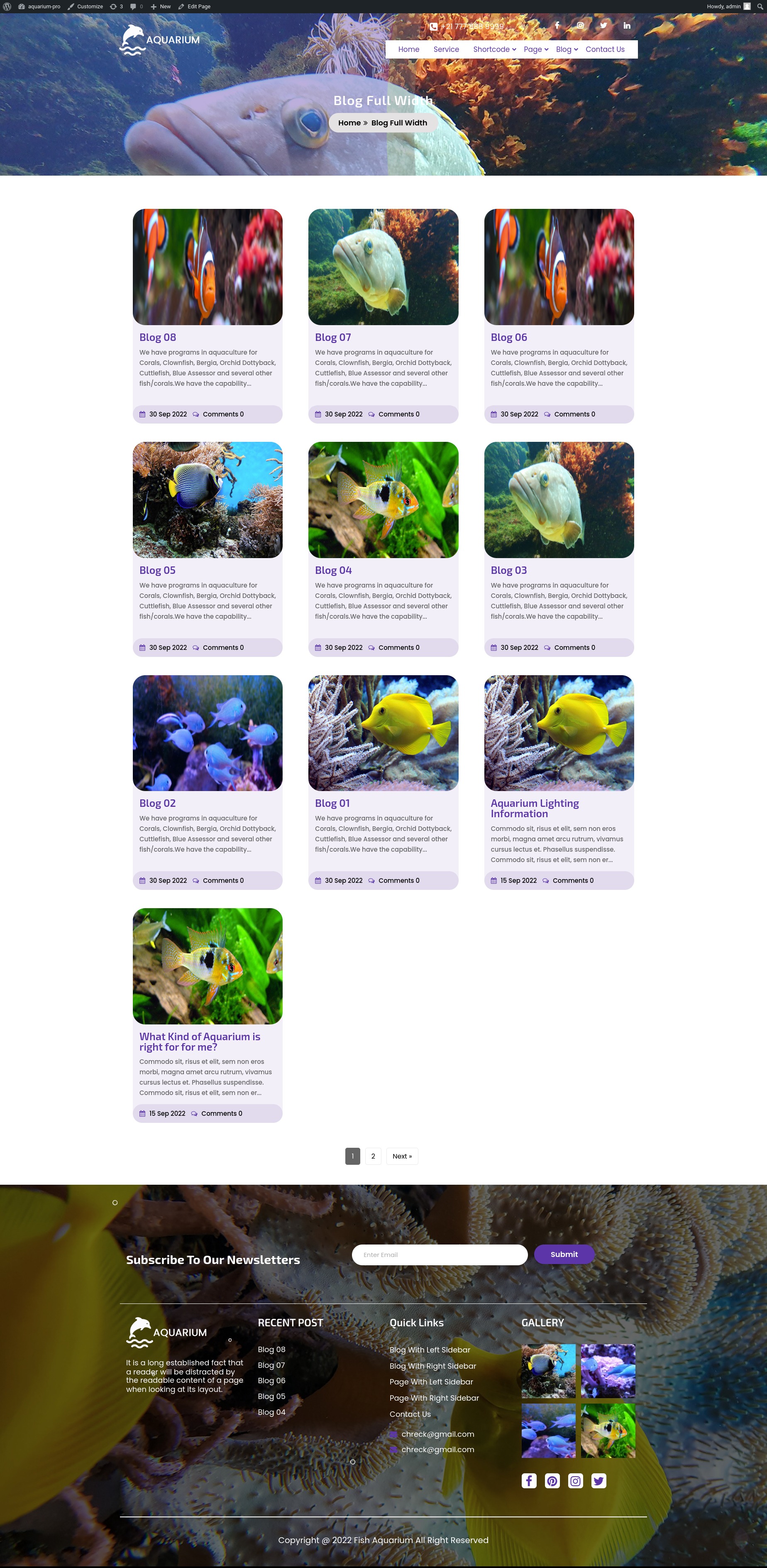 select Blog Full Width template