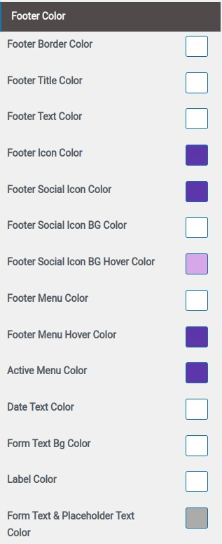 set Footer section