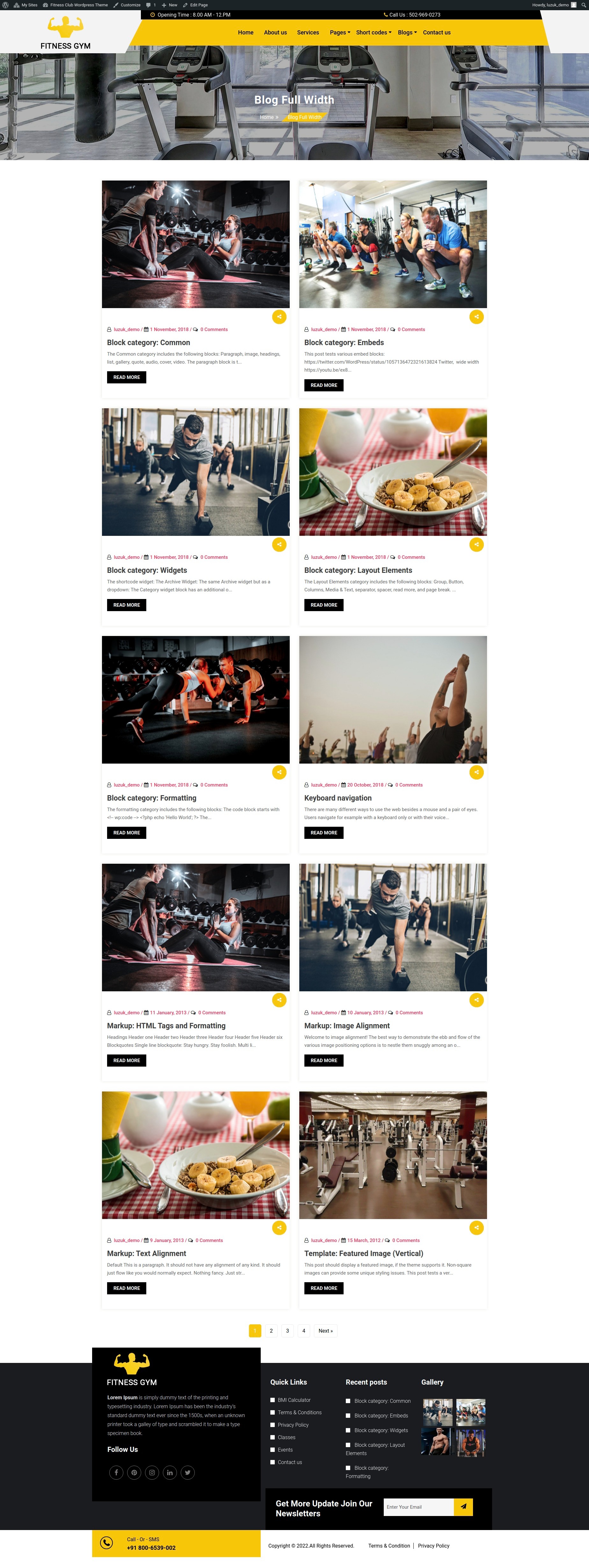 select Blog Full Width template