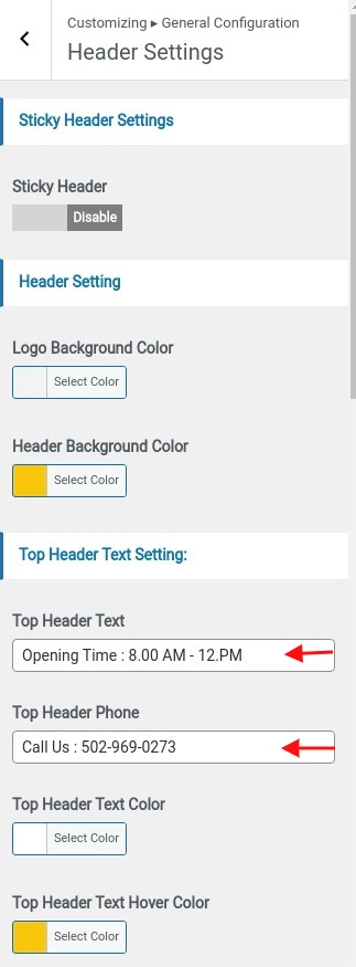 Set Header contact 