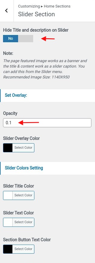 set slider