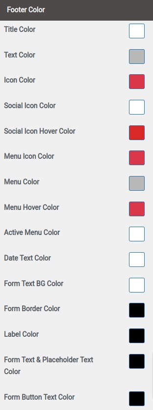 set Footer section