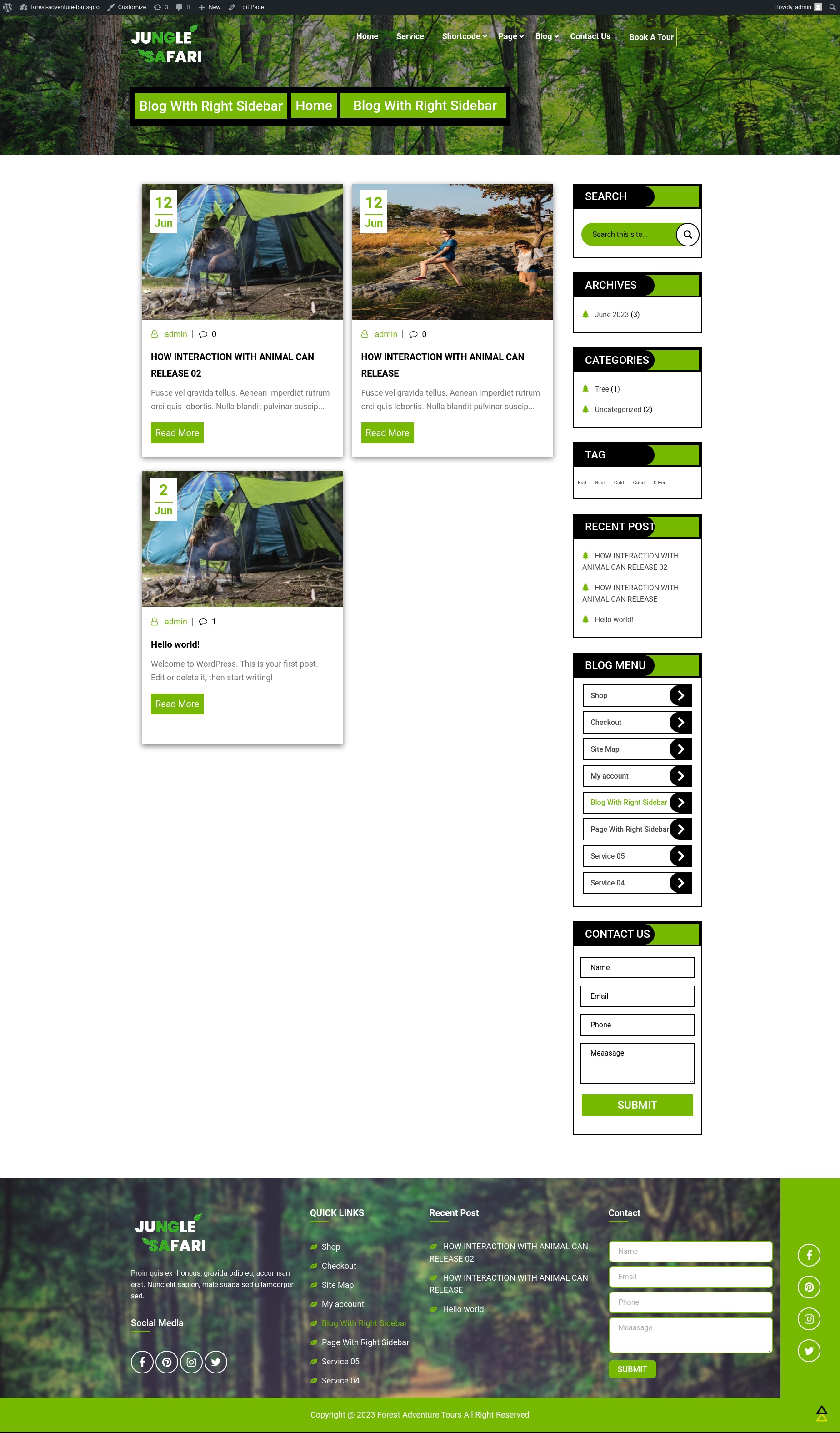 select Blog With Right Sidebar template