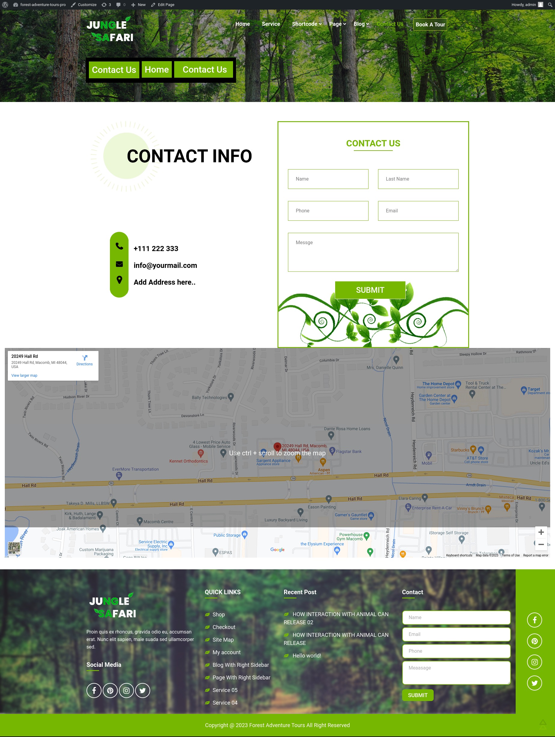 select Contact Page template