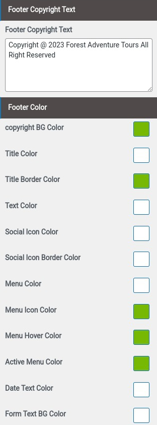 set Footer section