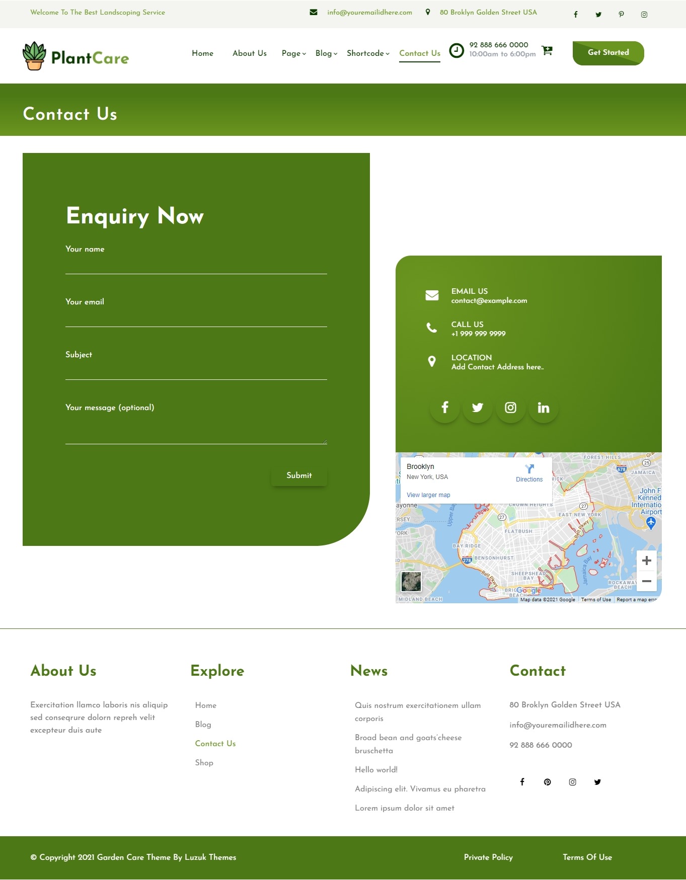 select Contact Page template