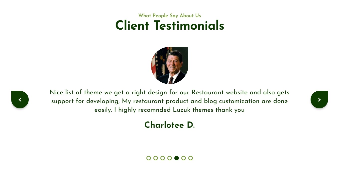 set Testimonials section