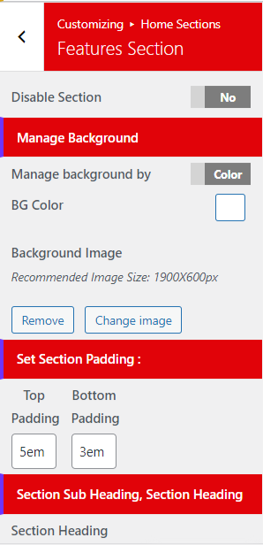 set Featured Page section
