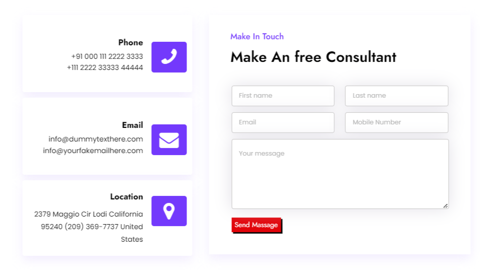 select Contact Page template