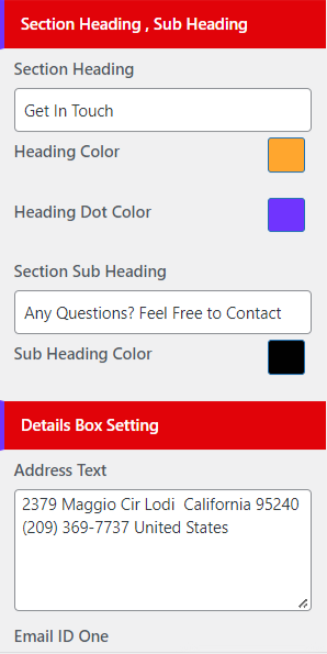 set contact section
