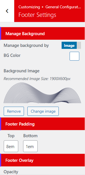 set Footer section