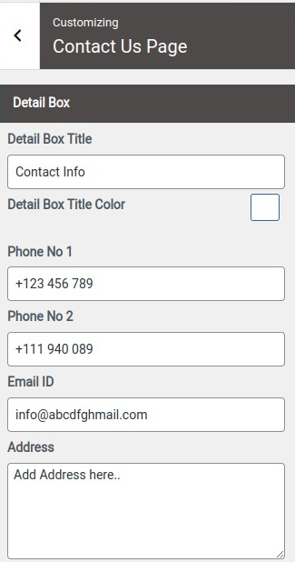 select Contact Page template