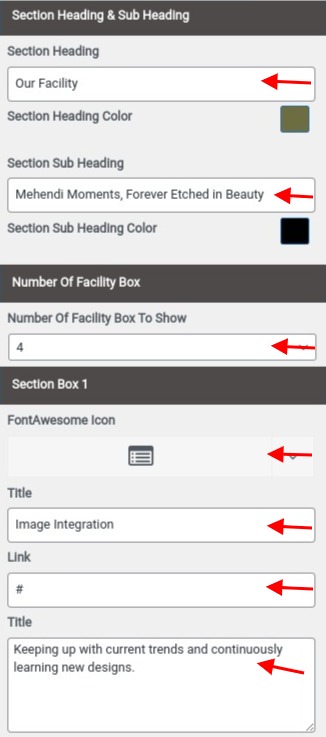 set Featured Page section