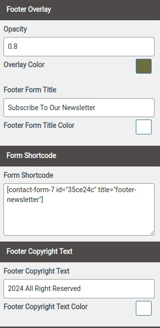 set Footer section