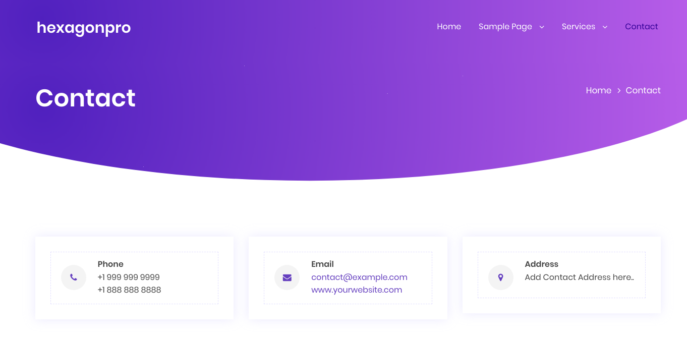 select Contact Page template