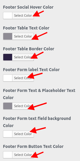 set Footer section