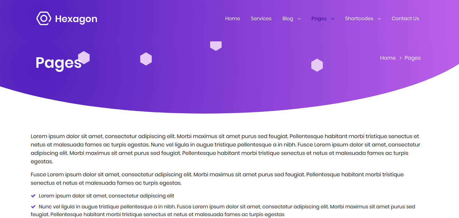 select Full Width Page template