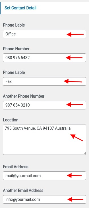 set contact section