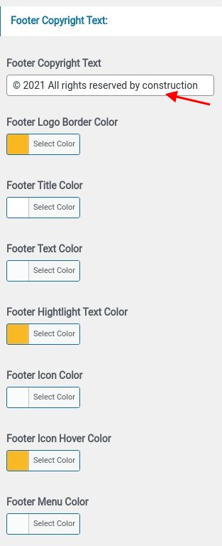 set Footer section