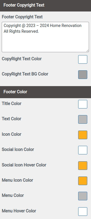 set Footer section