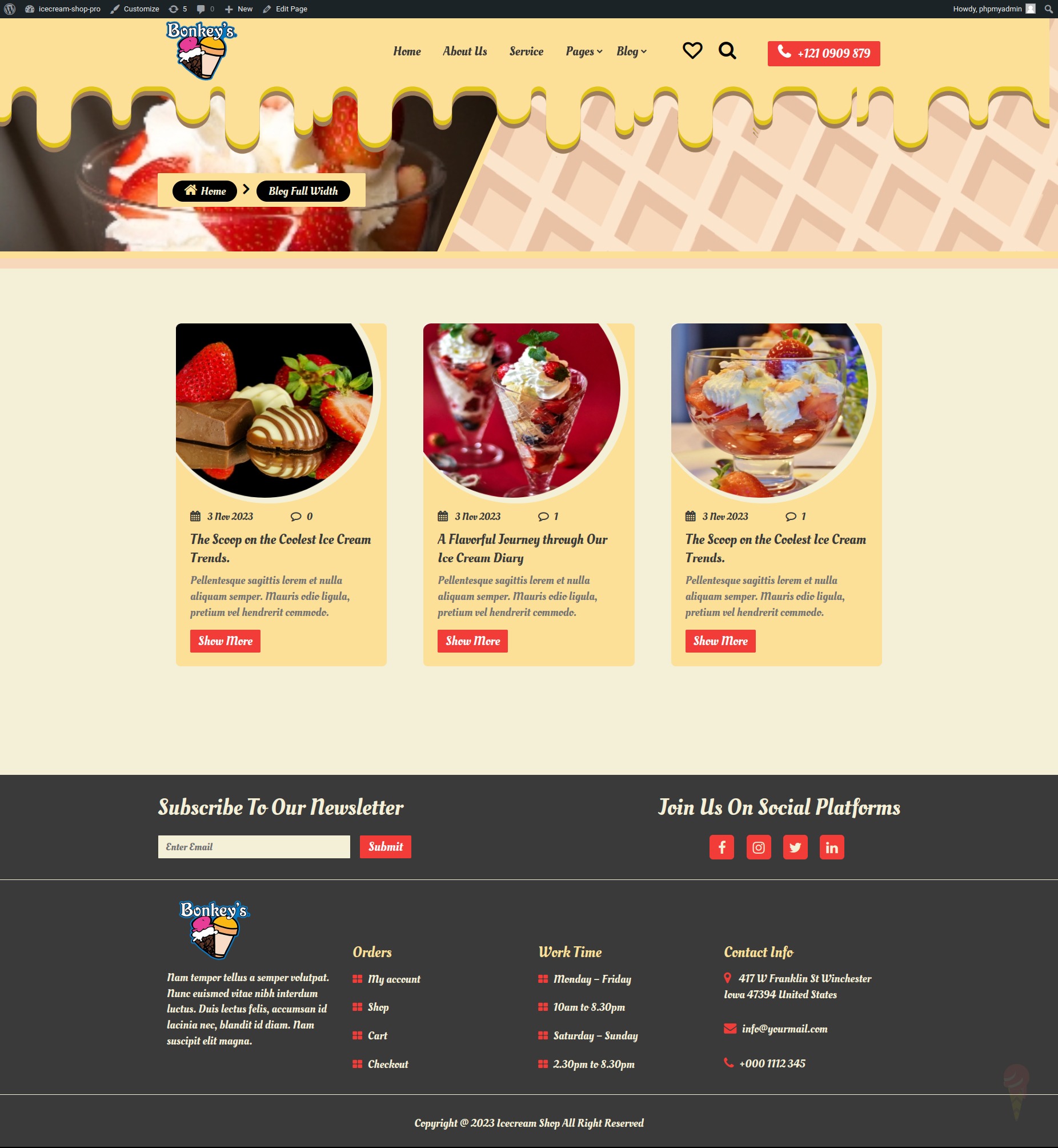 select Blog Full Width template