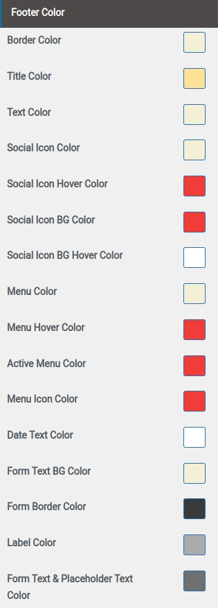 set Footer section