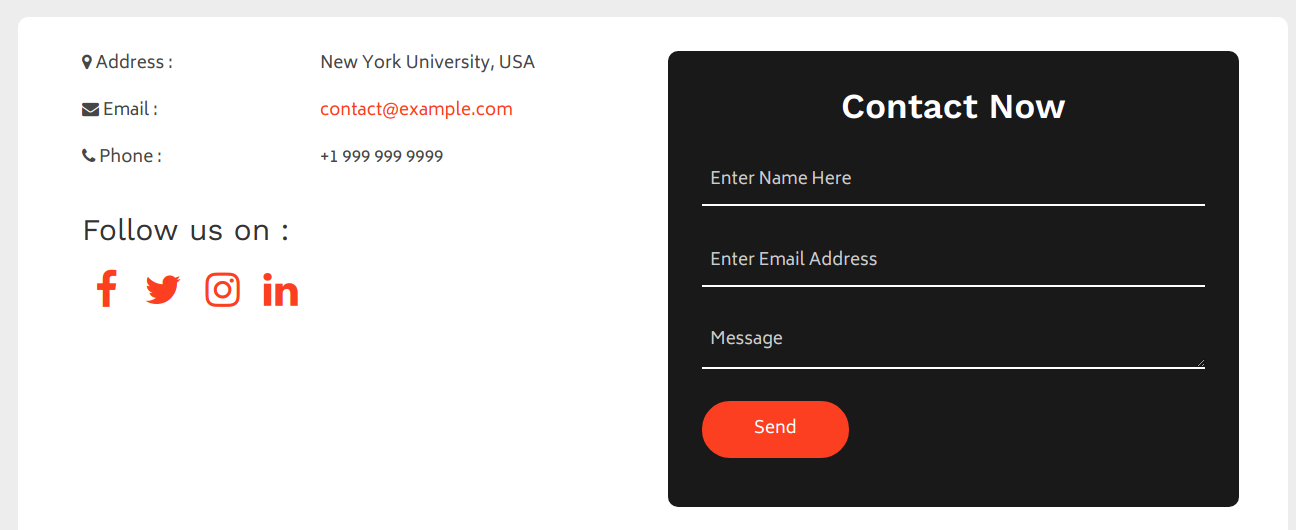 select Contact Page template