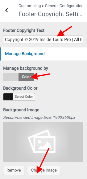 set Footer section