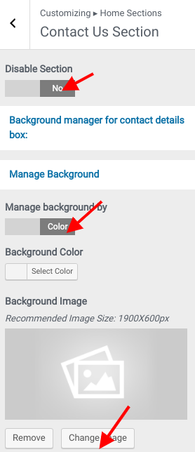 set contact section