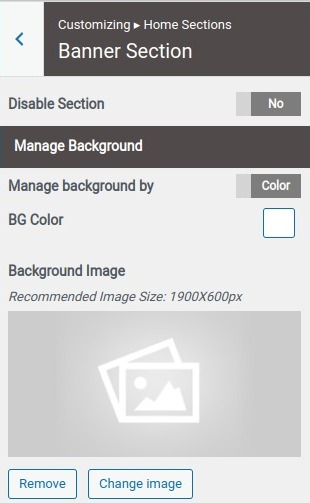 set Banner Page section