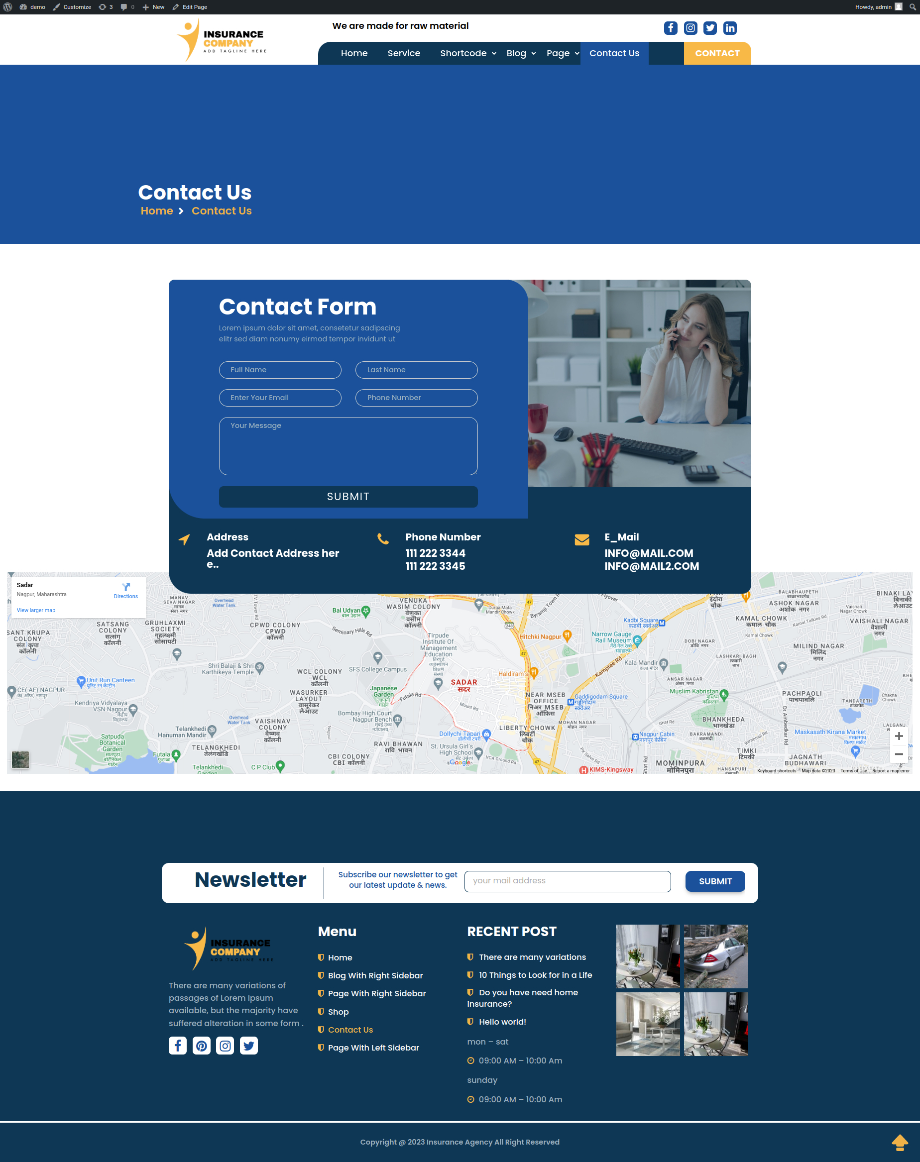 select Contact Page template