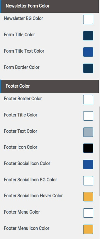 set Footer section