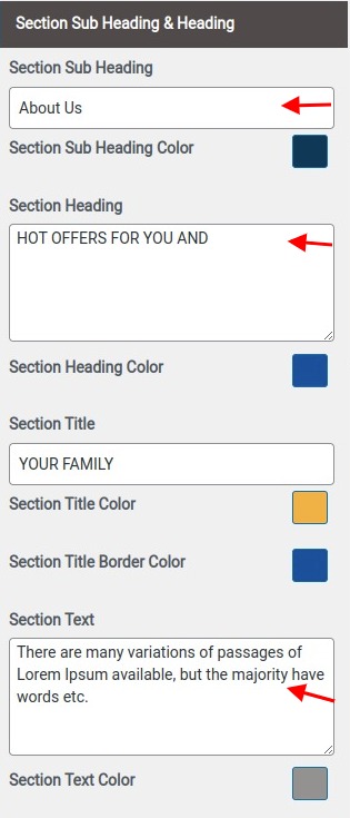 set Featured Page section