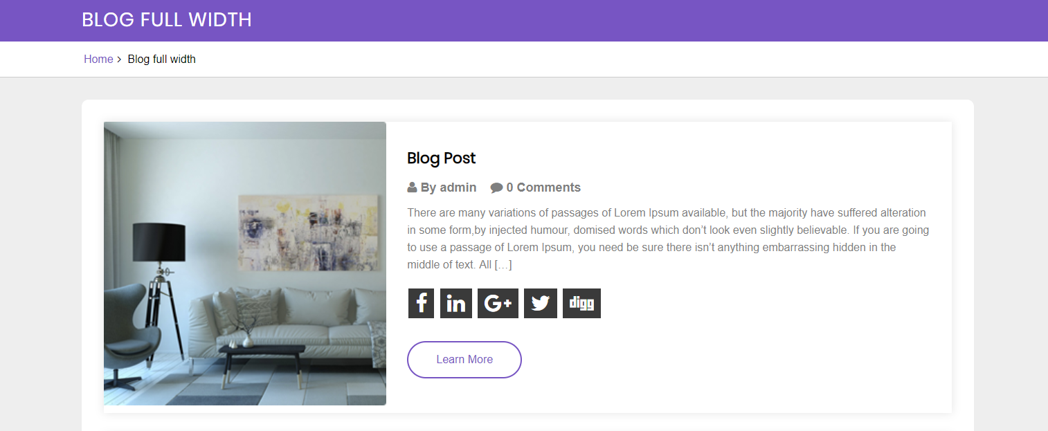 select Blog Full Width template