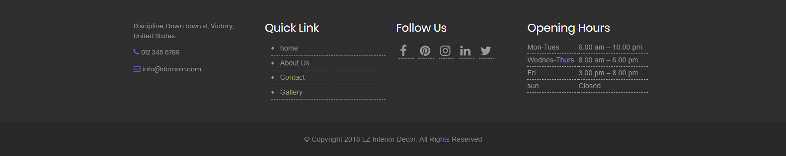 set Footer section